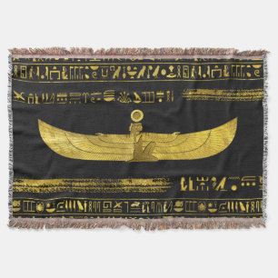 Cobertor Ornamento egípcio dourado do deus no couro preto