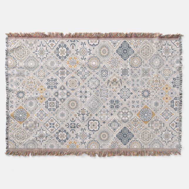 Cobertor Ornamento tradicional português e espanhol Boho  (Frente)