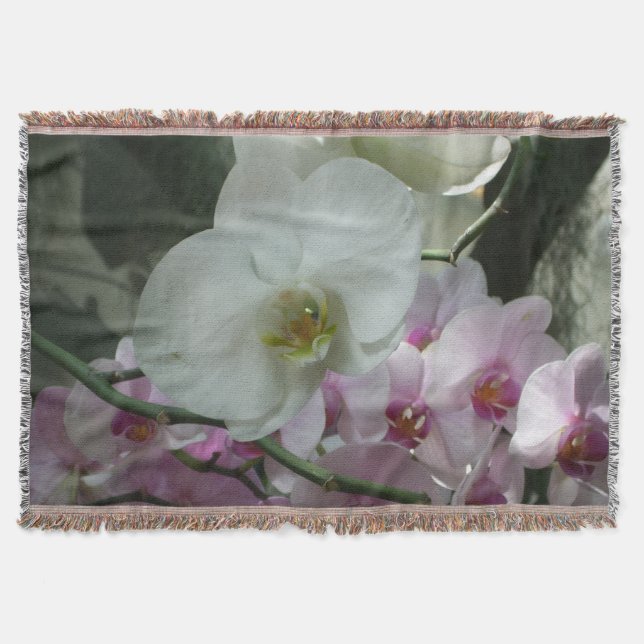 Cobertor Orquídeas Brancas e Roxas (Frente)