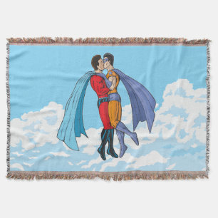 Cobertor Os dois super-heróis de Slipperyjoe beijando perso