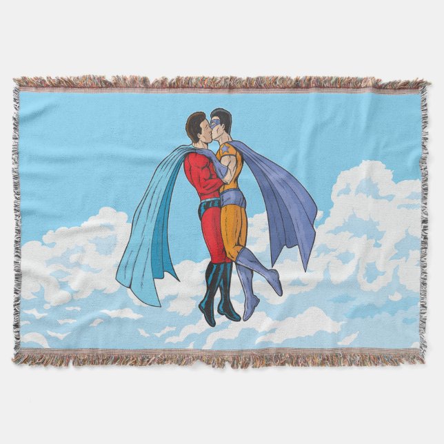Cobertor Os dois super-heróis de Slipperyjoe beijando perso (Frente)