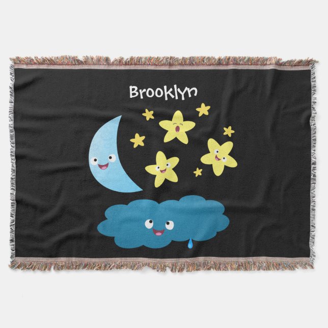 Cobertor Ótimas estrelas cantoras, lua e desenhos em nuvem (Frente)