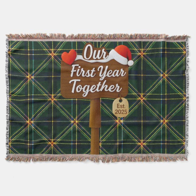Cobertor Our First Year Together 2025 Wooden Sign (Frente)