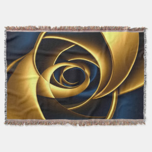 Cobertor ouro azul espiral padrão abstrato vórtice luxo ge