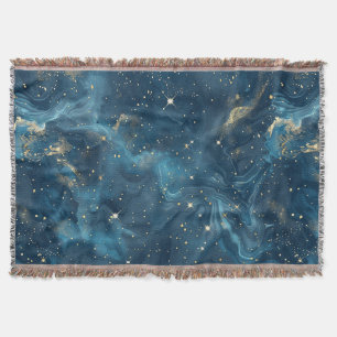 Cobertor Ouro Azul Galáxia Celestial Nebulosa Estrelas