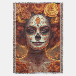 Cobertor Ouro do Dia de los Muertos pintado