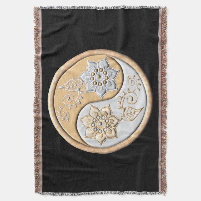 Cobertor Ouro & Prata Yin Yang  (Frente Vertical)