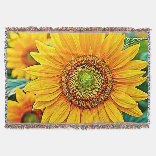 Cobertor Ouro Sunflower Field Serenity Design (Frente)