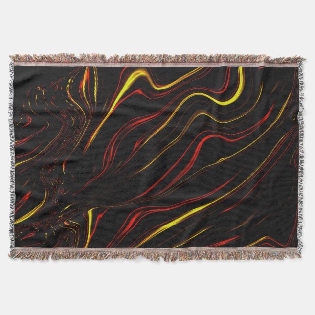 Cobertor Ouro vermelho ondulado, longos traços em fundo pre (Frente)