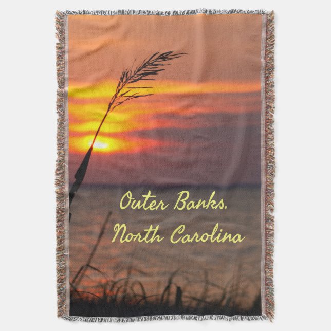 Cobertor Outer Banks North Carolina Beach Sunset Orange Sky (Frente Vertical)
