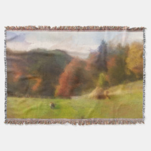 Cobertor Outono Com Raposa De Montanha E Aquarela De Haysta