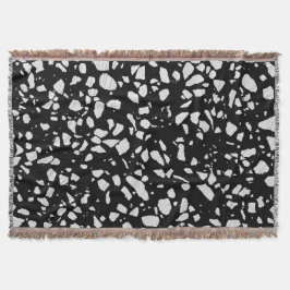 Cobertor Padrão abstrato Terrazzo Mosaico preto e branco