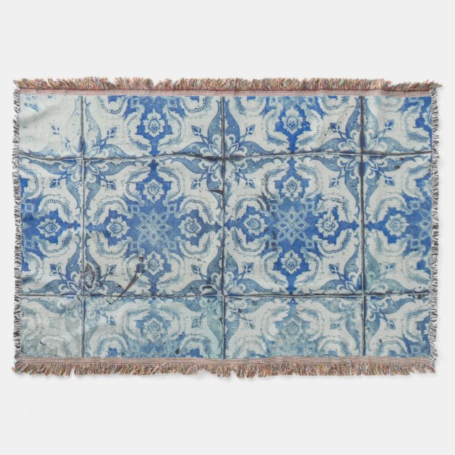 Cobertor Padrão Antiquado de Azulejos Portugueses - Azulejo (Frente)