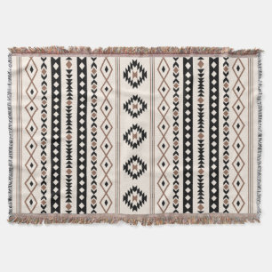 Cobertor Padrão Aztec Brown Black Cream Mixed Motifs
