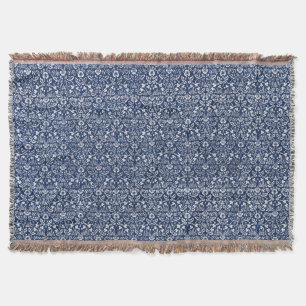 Cobertor Padrão Azul Da Flor De Fundo Morris Vintage 1882