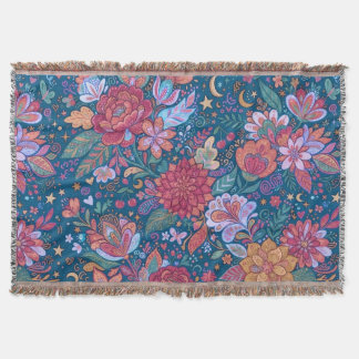 Cobertor Padrão Botânico Floral Escuro com G Vintage Mal-hu