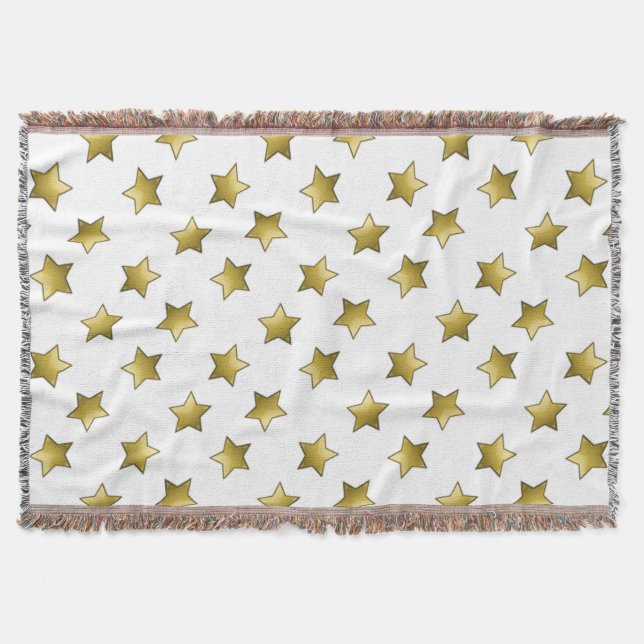 Cobertor Padrão branco das estrelas douradas Elegantes (Frente)