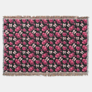 Cobertor Padrão Cereja Coquette com Laço Rosa Estético