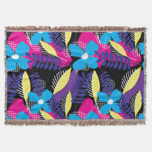 Cobertor Padrão Chic Floral e Ponto Colorido com Folhas Th