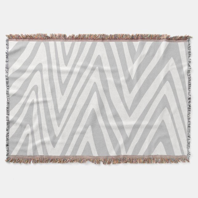 Cobertor Padrão Cinza e Branco em Zig Zag (Frente)