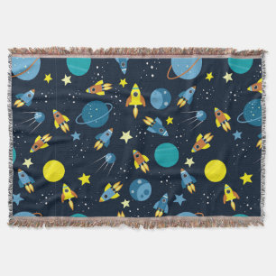 Cobertor Padrão Colorido com Tema Espacial