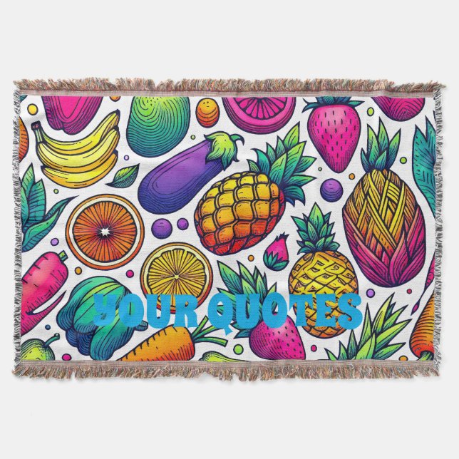 Cobertor Padrão Colorido de Frutas e Legumes  (Frente)