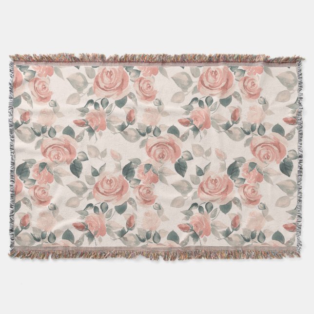 Cobertor Padrão com belos rosas /21 (Frente)