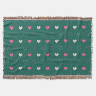 Cobertor Padrão contínuo de coração rosa e verde Fofo minim