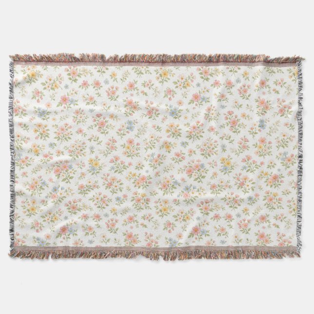 Cobertor Padrão contínuo floral delicado e fofo (Frente)