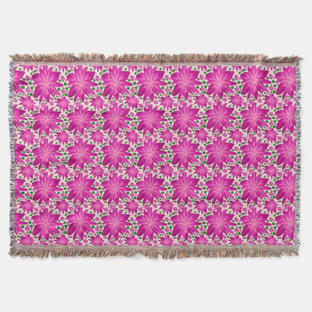 Cobertor Padrão contínuo floral rosa quente (Frente)