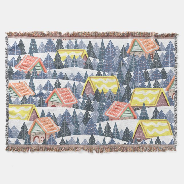 Cobertor Padrão da vila de Natal Snowy (Frente)