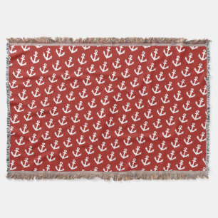 Cobertor Padrão de âncoras de Vintage náutica em vermelho e