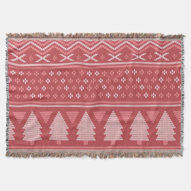 Cobertor Padrão de Árvore de Natal Blocky Moderno (Frente)