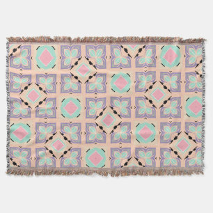 Cobertor Padrão de Azulejo Geométrico Pastel Rosa Lilás R