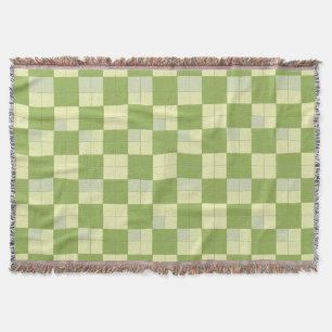 Cobertor Padrão de Azulejo Xadrez Verde e Creme