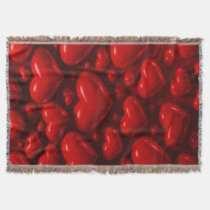 Cobertor Padrão de Bolhas de Corações Vermelhos