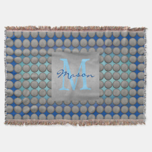 Cobertor Padrão de Bolinhas azul e Cinza