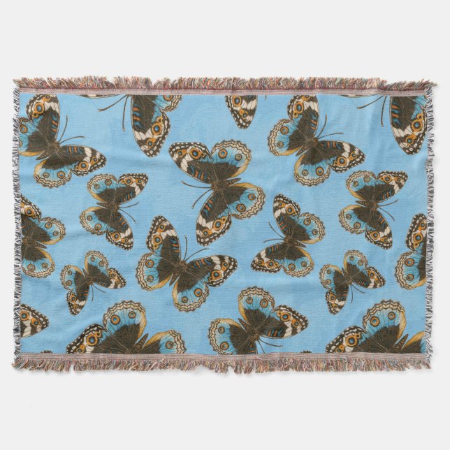 Cobertor Padrão de Borboleta Azul (Frente)