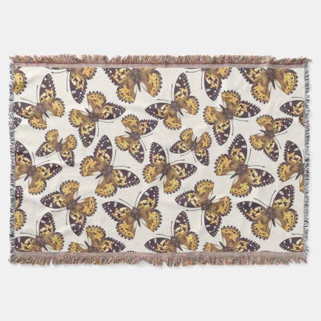 Cobertor Padrão de borboleta-dama pintada (Frente)