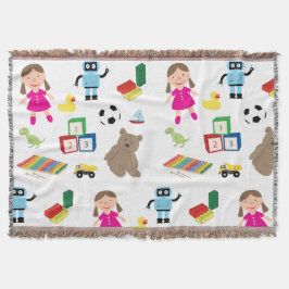 Cobertor Padrão de Brinquedos para Crianças Bonitas