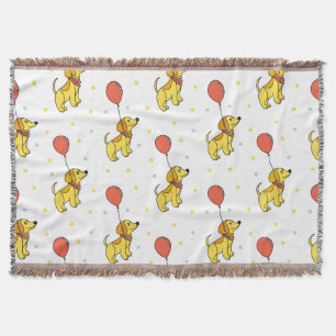 Cobertor Padrão de Cães Felizes com Balões