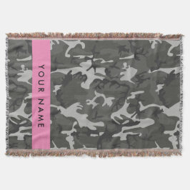 Cobertor Padrão de Camuflagem Cinza, Seu nome, Personalizar