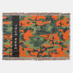 Cobertor Padrão de Camuflagem Laranja, Seu nome, Personaliz