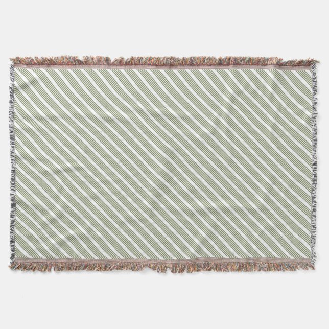 Cobertor Padrão de cinco faixas verde-oliva e branco (Frente)