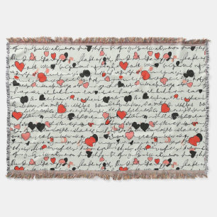 Cobertor Padrão de Coração Moderno com Fundo de Letra Manua