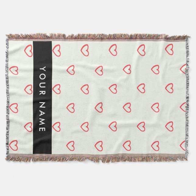 Cobertor Padrão de Coração Vermelho, Amor, Seu Nome, Person (Frente)