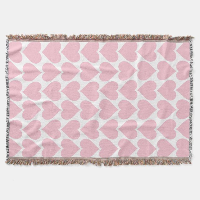 Cobertor Padrão de Corações Rosa, Romântico, Amor (Frente)