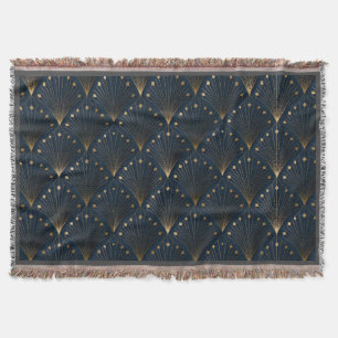 Cobertor Padrão de decoração azul e dourado