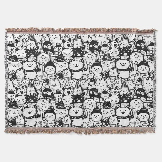 Cobertor Padrão de Desenho de Animal Kawaii Fofo (2) (Frente)