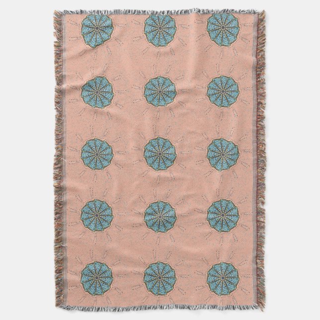 Cobertor Padrão de desenho de flor azul (Frente Vertical)